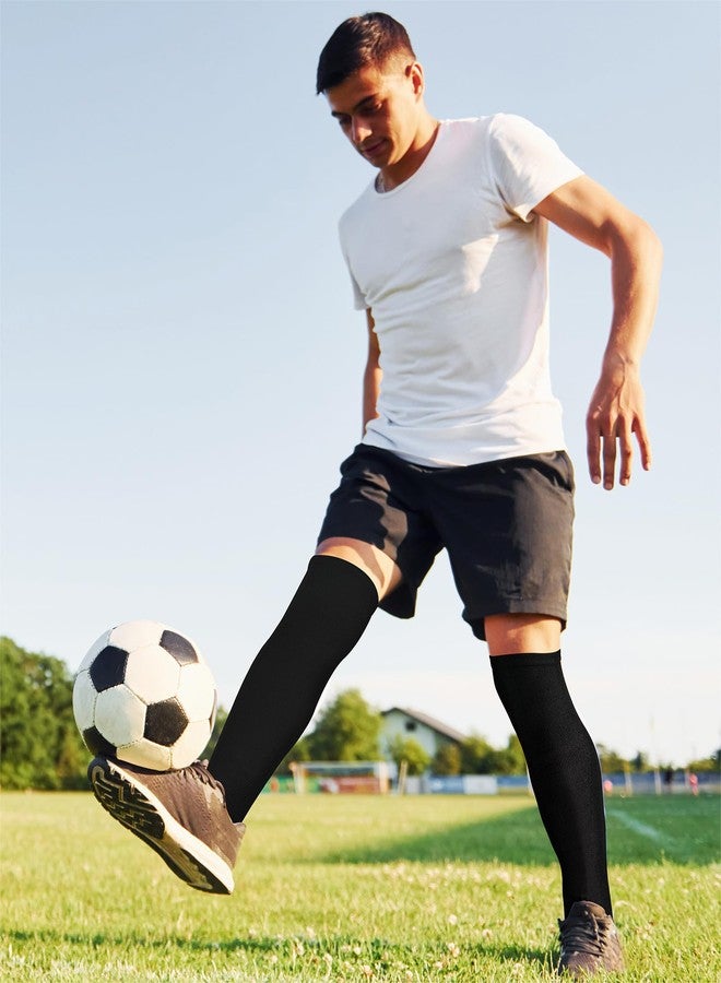 ShinyMatch High Football Socks Multiple Sizes over the Knee Baseball Socks Extra Long for Youth Women and Men(L,Black and White) - Image 3